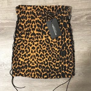 NWT lace up leopard mini skirt
